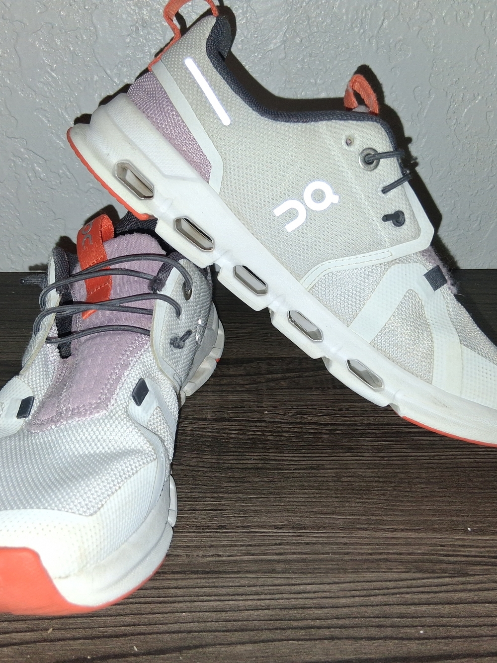 ON Kids White Pink Coral Cloudflow Lightweight Running Shoes